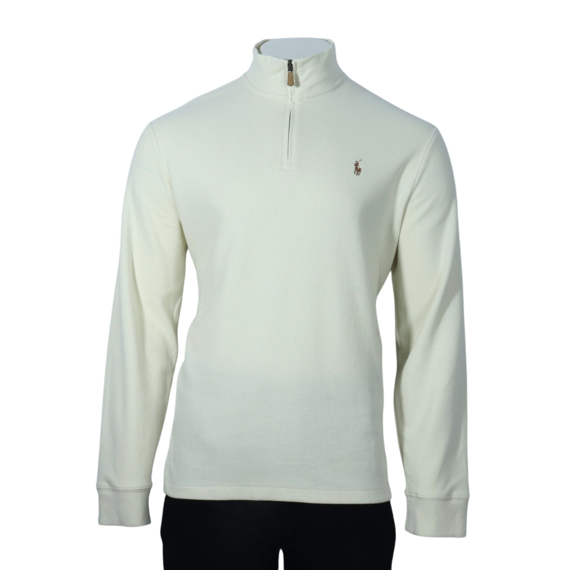 RALPH LAUREN Mens Tops L / Off-White RALPH LAUREN - Big & Tall Estate-Rib Quarter-Zip Pullover Sweatshirt