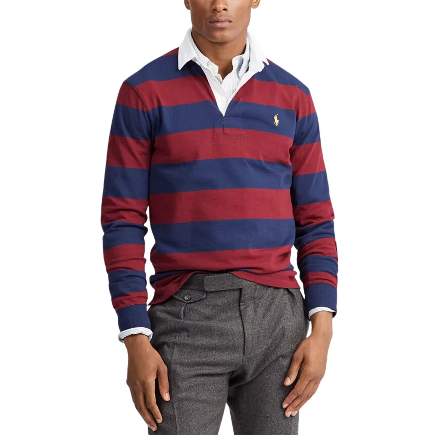 RALPH LAUREN Mens Tops S / Multi-Color RALPH LAUREN -  Classic Fit Rustic Rugby Polo Sweatshirt