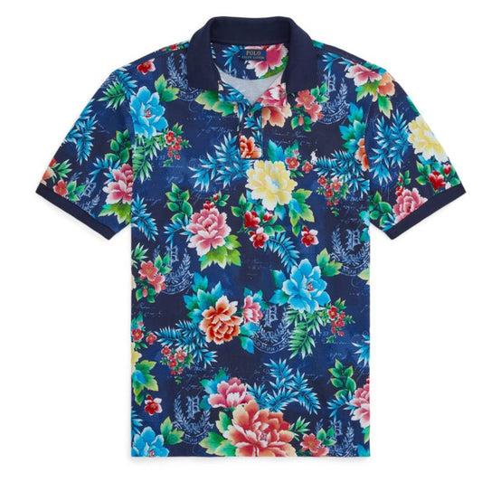 RALPH LAUREN Mens Tops M / Multi-Color RALPH LAUREN - Floral-Print Mesh Polo Shirt