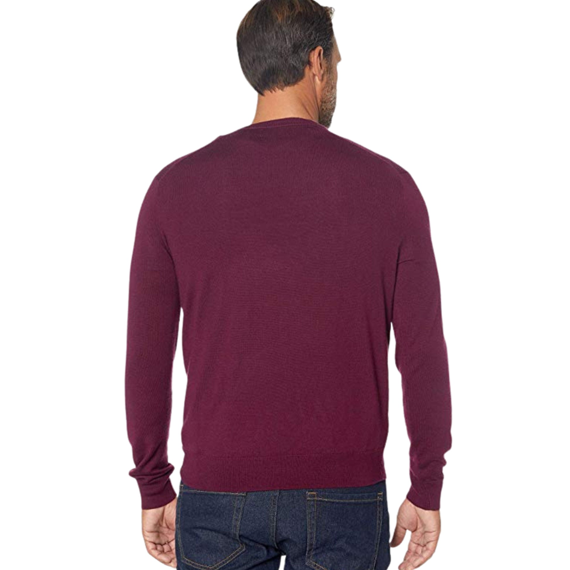 RALPH LAUREN Mens Tops M / Burgundy RALPH LAUREN - Men's Merino Wool V-Neck