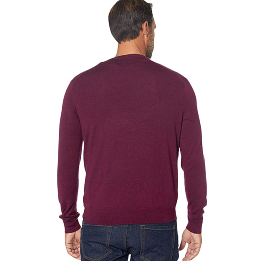 RALPH LAUREN Mens Tops M / Burgundy RALPH LAUREN - Men's Merino Wool V-Neck