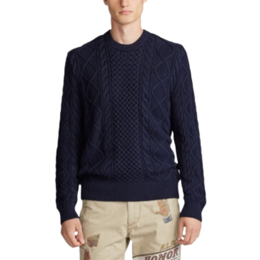 RALPH LAUREN Mens Tops M / Navy RALPH LAUREN - Patterned Long Sleeve Crew Neck Sweater