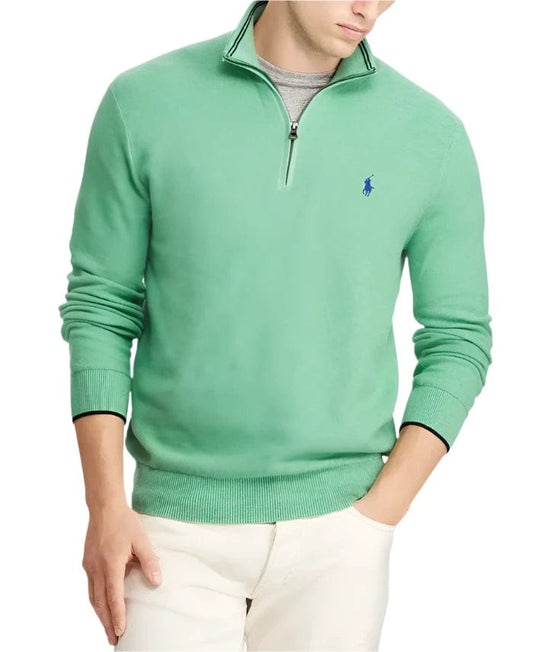 RALPH LAUREN Mens Tops S / Green RALPH LAUREN - Textured Quarter-Zip Sweater