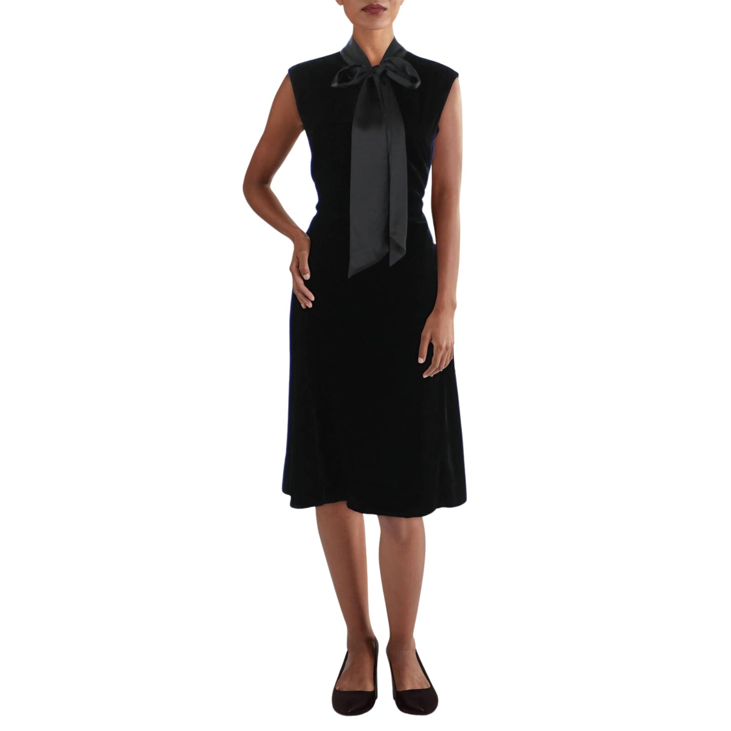 RALPH LAUREN Womens Dress XXL / Black RALPH LAUREN -  Velvet Calf MIDI Dress