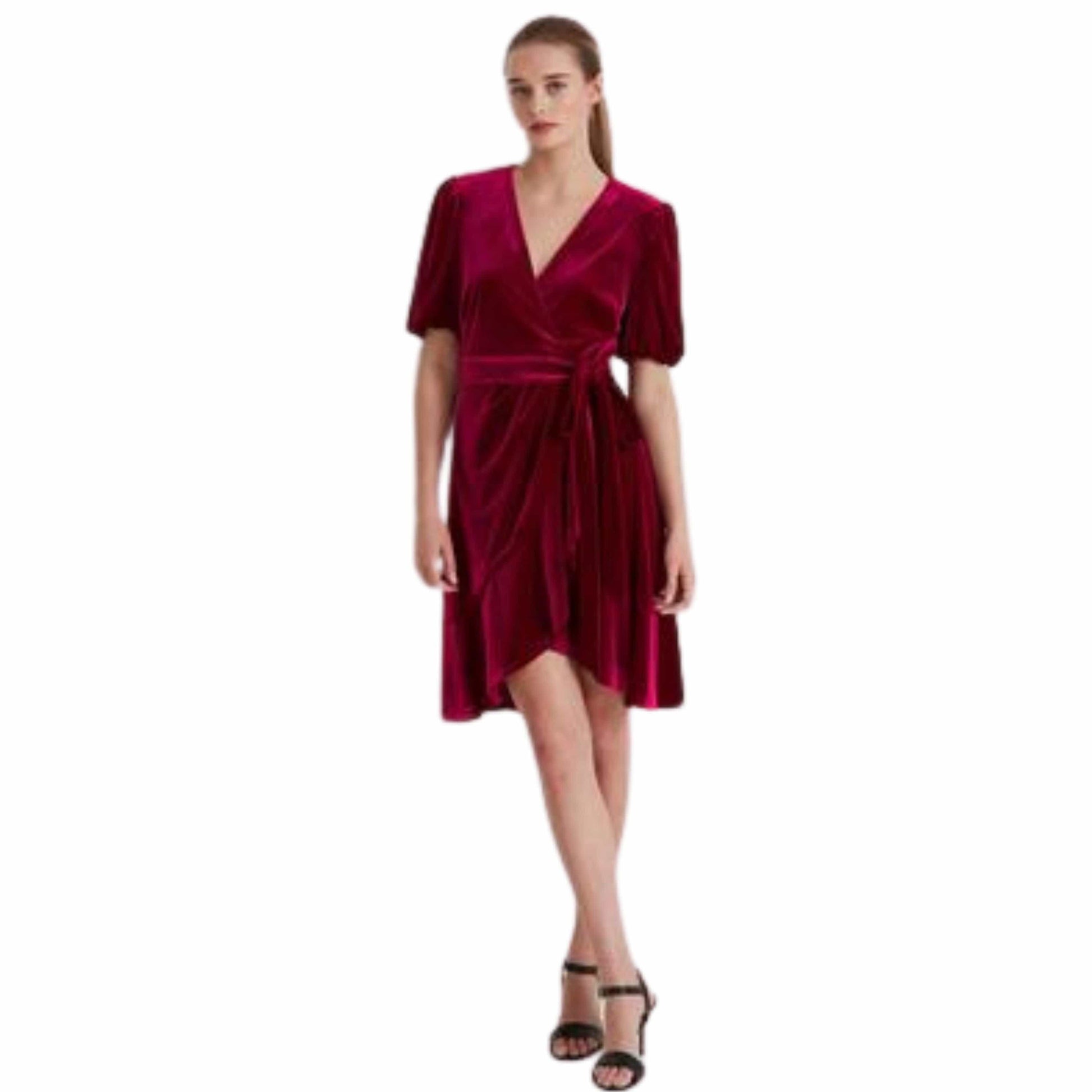 RALPH LAUREN Womens Dress L / Fuchsia RALPH LAUREN - Velvet Knee Cocktail and Party Dress