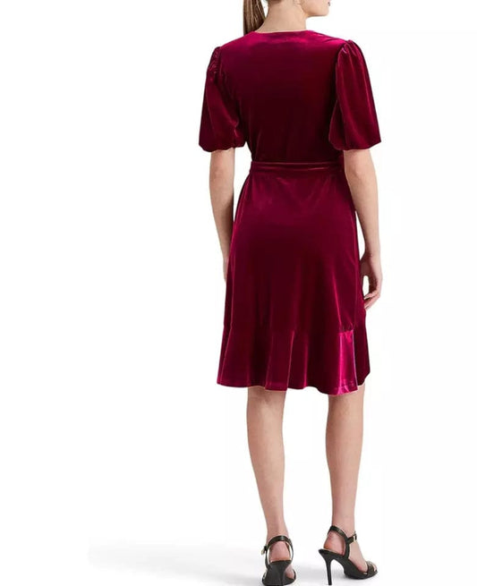 RALPH LAUREN Womens Dress L / Fuchsia RALPH LAUREN - Velvet Knee Cocktail and Party Dress