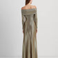 RALPH LAUREN Womens Dress S / Gold RALPH LAUREN - Women's Off-The-Shoulder Metallic Evening Dress