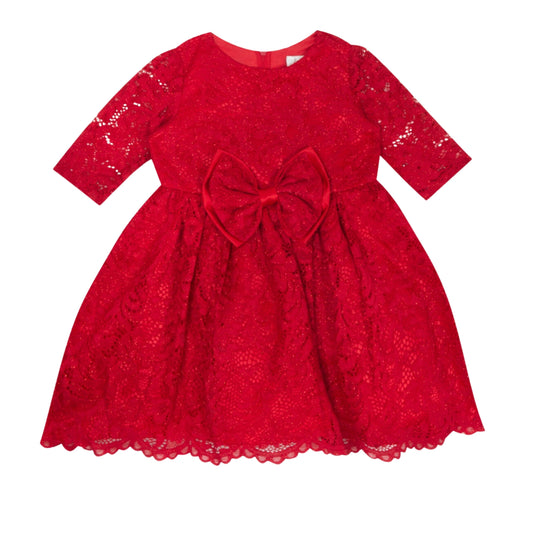 RARE EDITIONS Baby Girl 18 Month / Red RARE EDITIONS - BABY -  Illusion Sleeves Dress With Pantie
