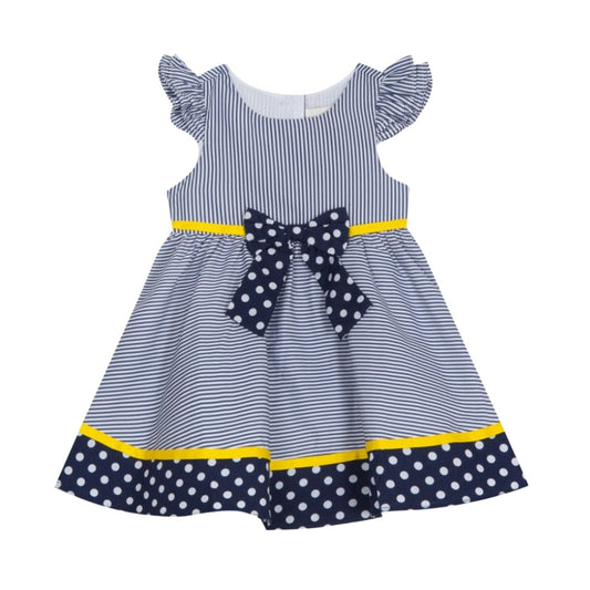 RARE EDITIONS Baby Girl 6-9 Month / Multi-Color RARE EDITIONS - Baby - Stripe to Dot Casual Dress