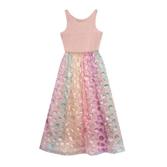 RARE EDITIONS Girls Dress L / Pink RARE EDITIONS - Kids - Satin Bow Back Bodice to 3D Ombre Floral Mesh Skirt Party Dress