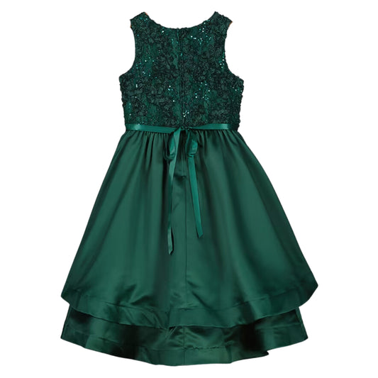 RARE EDITIONS Girls Dress L / Green RARE EDITIONS - Kids - Satin Hi-low Skirt Soutache Dress