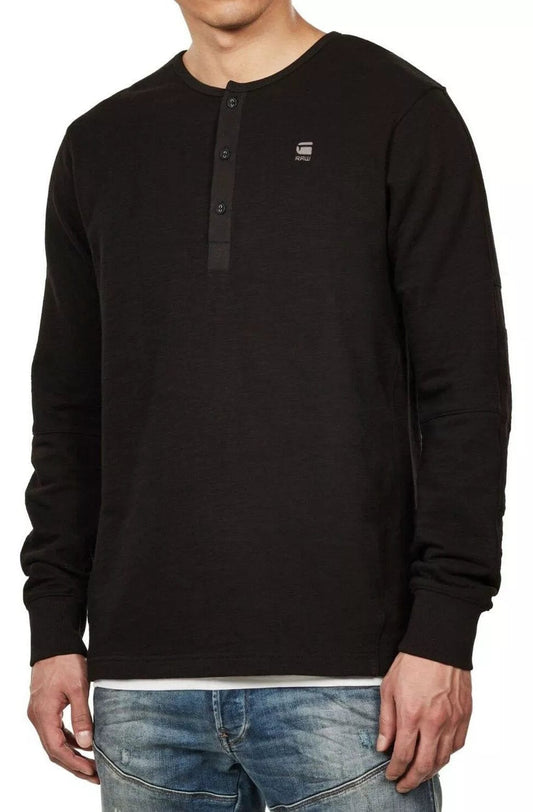 RAW Mens Tops M / Black RAW - Crew Neck Classic Fit Henley Sweatshirt