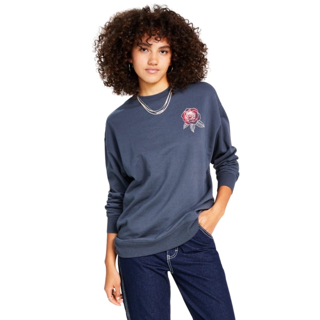 REBELLIOUS ONE S / Grey REBELLIOUS ONE - Rose Graphic Sweatshirt