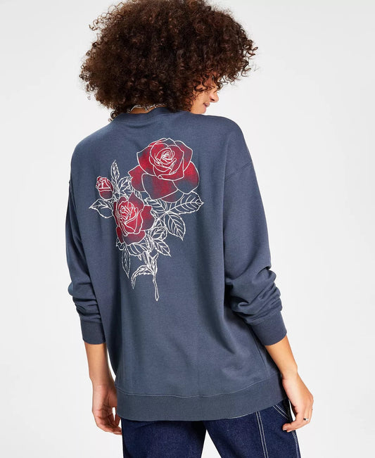 REBELLIOUS ONE S / Grey REBELLIOUS ONE - Rose Graphic Sweatshirt