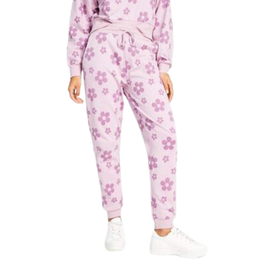 REBELLIOUS ONE Womens Bottoms M / Purple REBELLIOUS ONE - Floral-Print Sweatpants