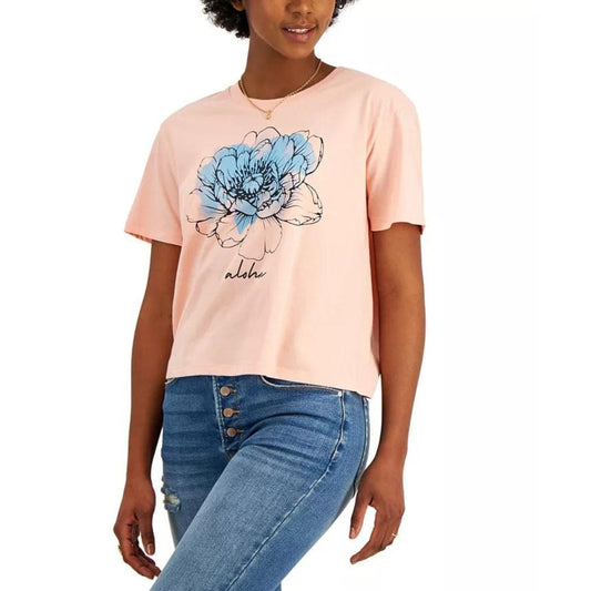 REBELLIOUS ONE Womens Tops S / Coral REBELLIOUS ONE -  Aloha Graphic T-Shirt