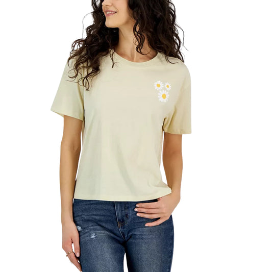 REBELLIOUS ONE Womens Tops L / Yellow REBELLIOUS ONE - Crewneck Daisy Short-Sleeve T-Shirt