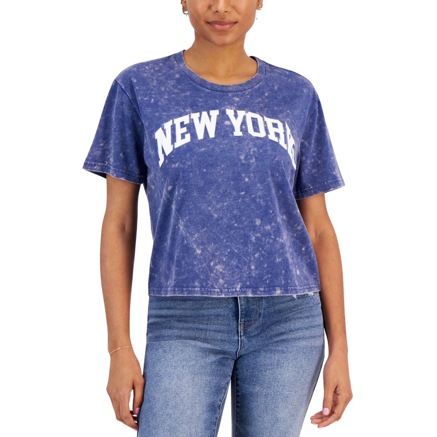 REBELLIOUS ONE Womens Tops L / Blue REBELLIOUS ONE -  Cropped New York T-Shirt