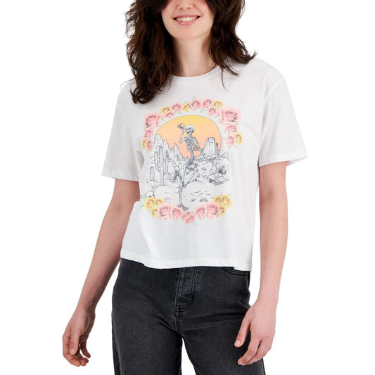 REBELLIOUS ONE Womens Tops S / White REBELLIOUS ONE - Desert Flower Graphic-Print T-Shirt