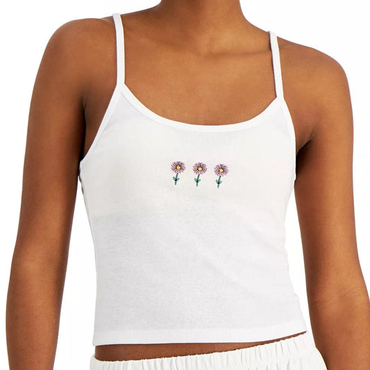 REBELLIOUS ONE Womens Tops REBELLIOUS ONE - Flower Embroidered Tank Top