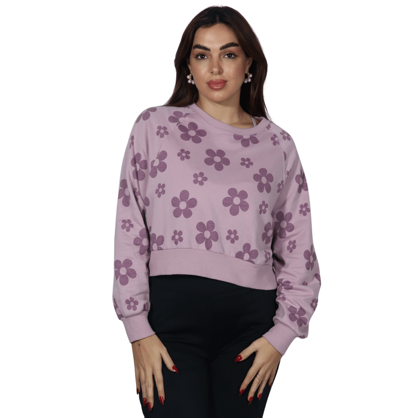 REBELLIOUS ONE Womens Tops M / Pink REBELLIOUS ONE - Flower sweatshirt