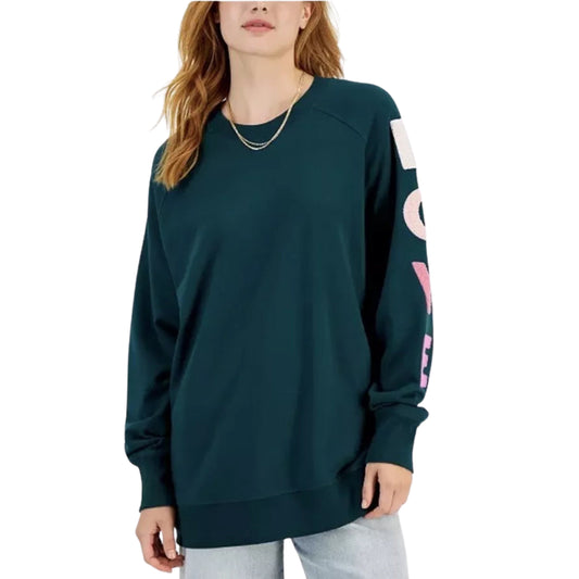 REBELLIOUS ONE Womens Tops XL / Green REBELLIOUS ONE - Love Sleeve Crewneck Sweatshirt