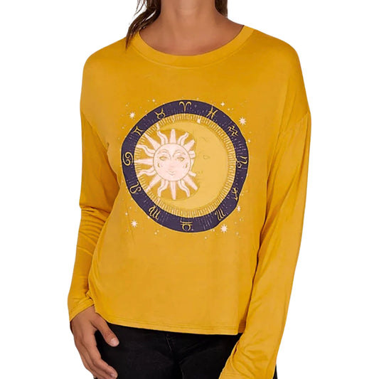 REBELLIOUS ONE Womens Tops M / Yellow REBELLIOUS ONE - Moon Graphic Top