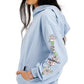 REBELLIOUS ONE Womens Tops L / Blue REBELLIOUS ONE - Rose-Graphic Pocket Hoodie