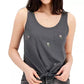 REBELLIOUS ONE Womens Tops REBELLIOUS ONE  -  Rose-Print Tie-Hem Tank Top