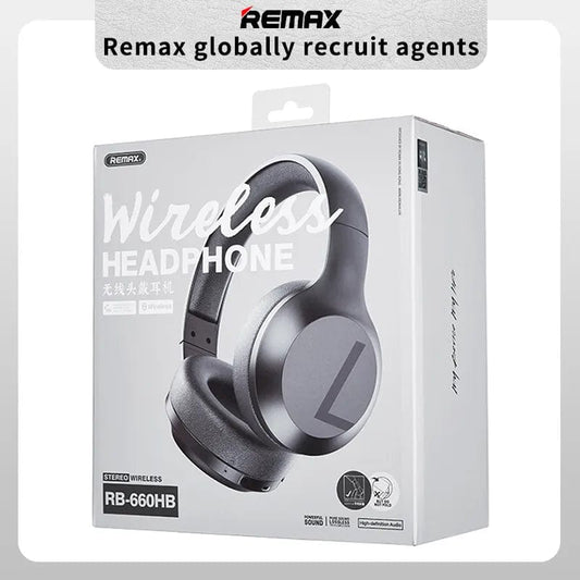 REMAX Electronic Accessories Black REMAX - RB-660HB Wireless/wired Headphones Wired Earphones 40Mm