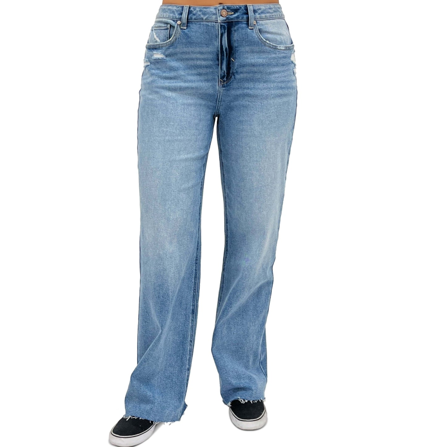 REWASH Womens Bottoms M / Blue REWASH - Super High-Rise Wide-Leg Jeans