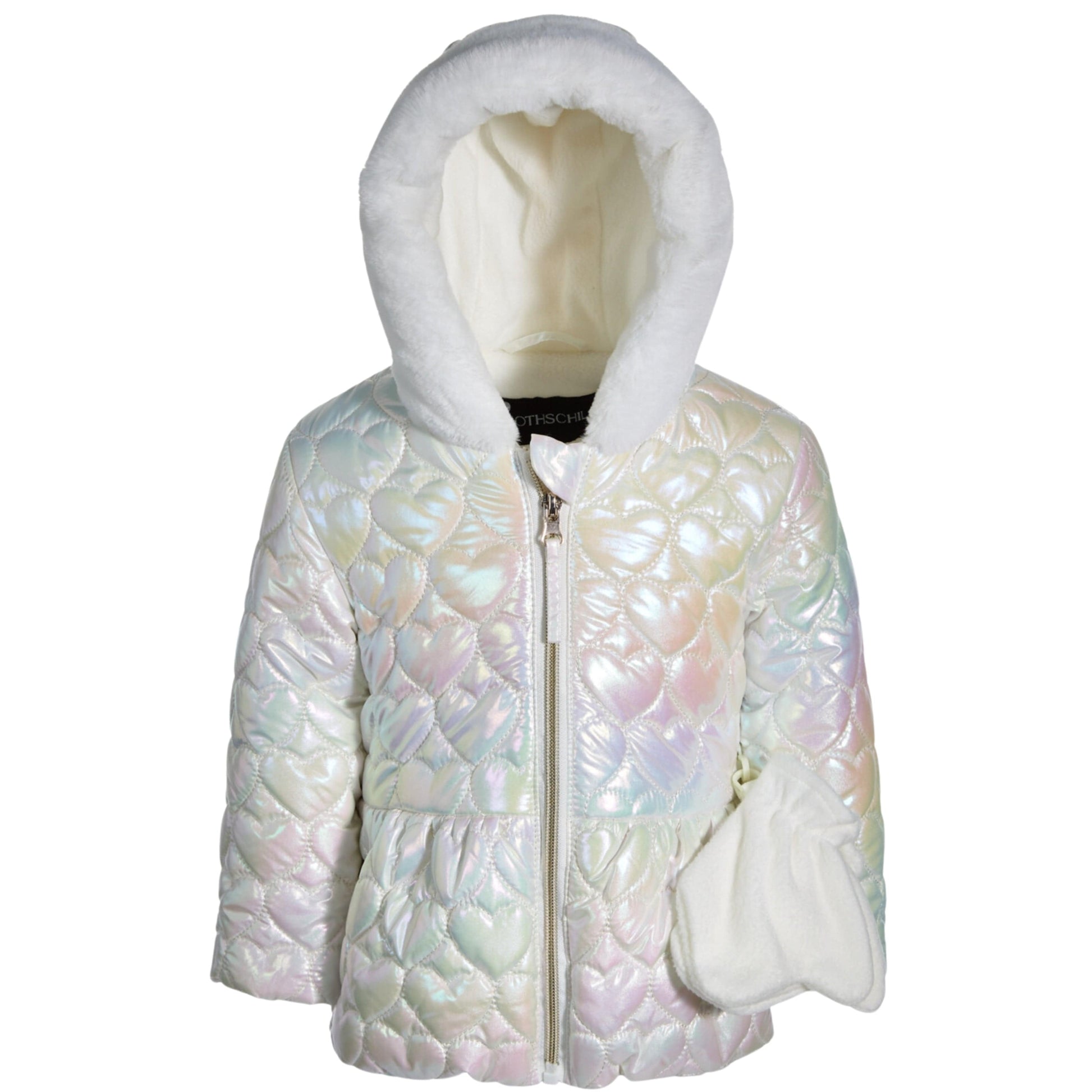 ROTHSCHILD Baby Girl 3-6 Month / Multi-Color ROTHSCHILD - BABY -  Iridescent Heart Quilted  Jacket