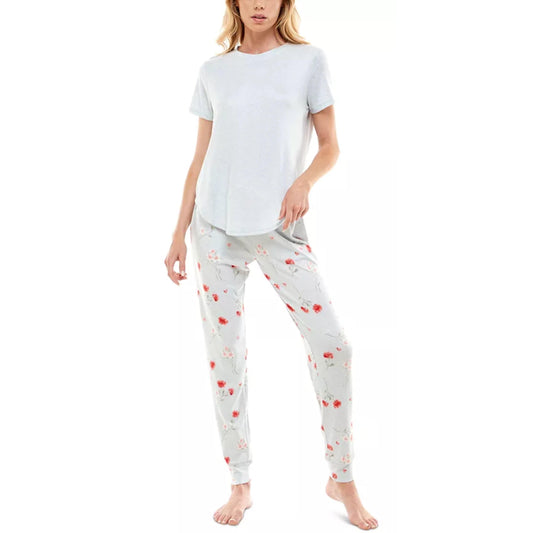 ROUDELAIN Womens Pajama XL / Blue ROUDELAIN -  Luxe Short-Sleeve Top & Jogger Pants Pajama Set
