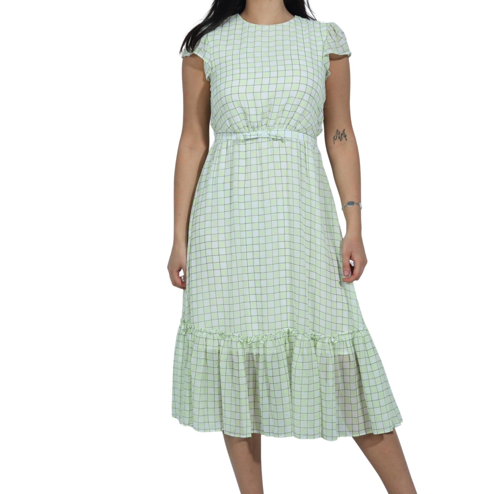 RYEGRASS Womens Dress XS / Multi-Color RYEGRASS - Round Neck Midi Dress