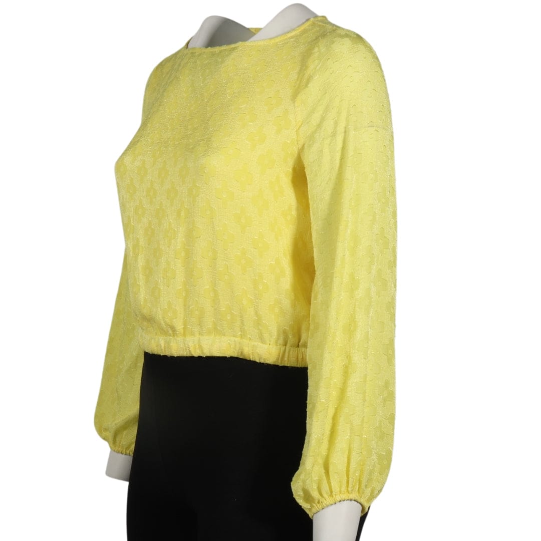 RYEGRASS Womens Tops L / Yellow RYEGRASS - Floral Semi Sheer Sleeves Blouse