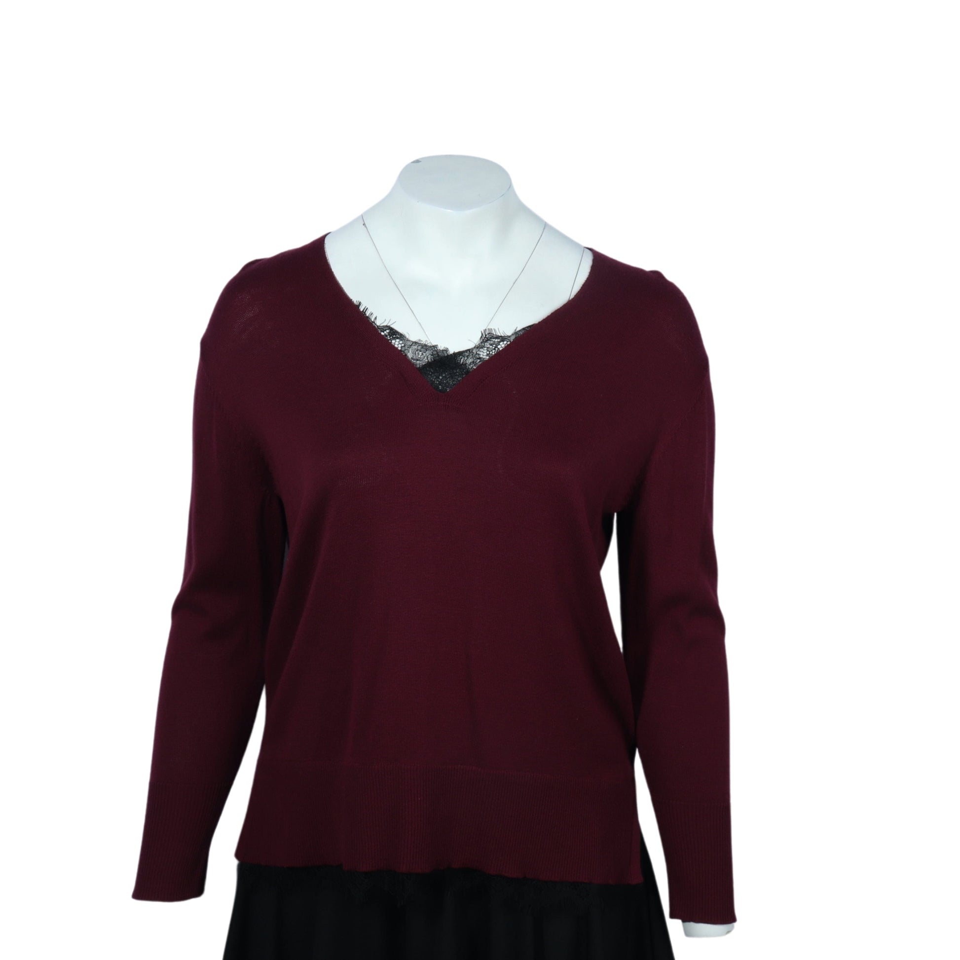 SAM AND JESS Womens Tops L / Burgundy SAM AND JESS - V-neck sweater