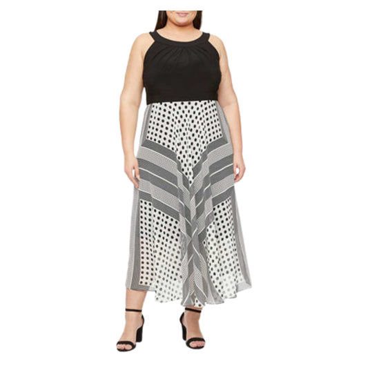 SANDRA DARREN Womens Dress XXL / Multi-Color SANDRA DARREN -  Plus Sleeveless Dots Fit + Flare Dress