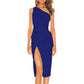 SARIN MATHEWS Womens Dress M / Blue SARIN MATHEWS - One Shoulder Ruched Bodycon Dress