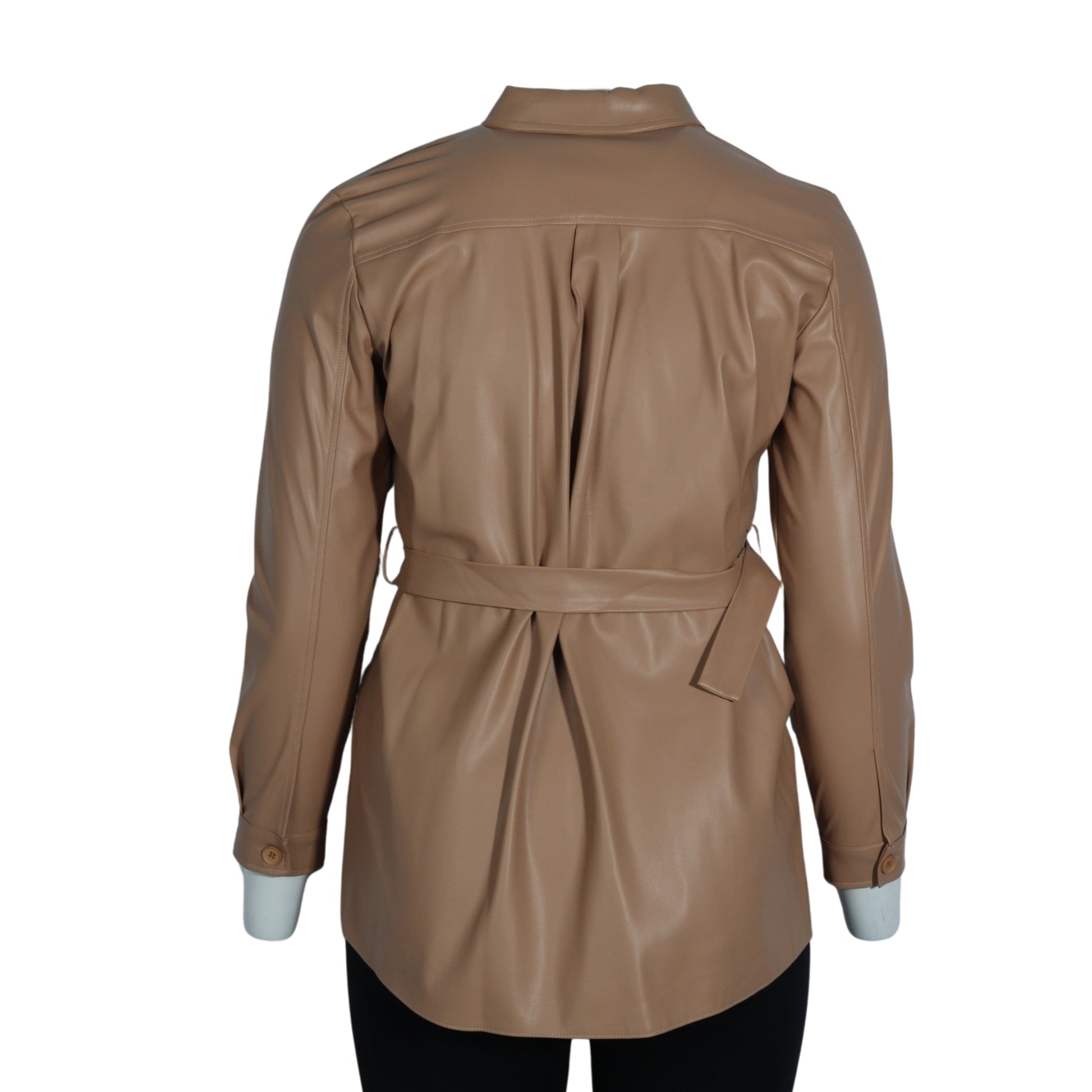 SATEEN Womens Jackets XL / Beige SATEEN - Faux Leather Jacket