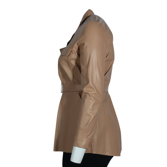 SATEEN Womens Jackets XL / Beige SATEEN - Faux Leather Jacket