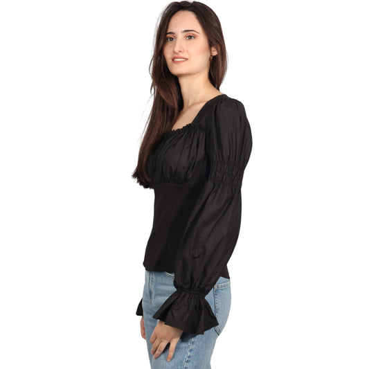 SCANLER DANKNESS Womens Tops S / Black SCANLER DANKNESS - Long Sleeve Shirt Square Neck