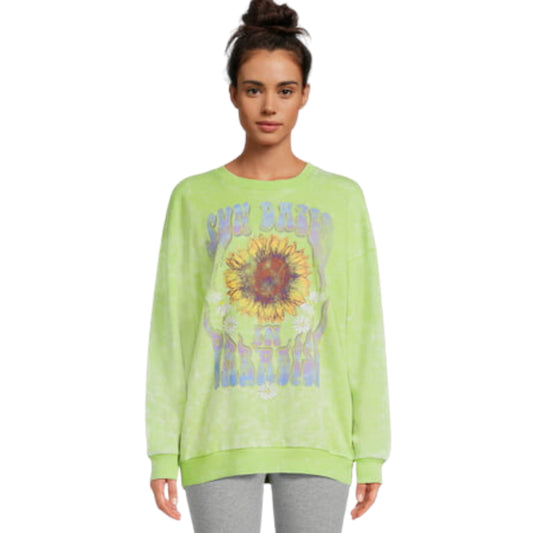 SELF ESTEEM Womens Tops M / Green SELF ESTEEM - Mineral Wash Graphic Sweatshirt