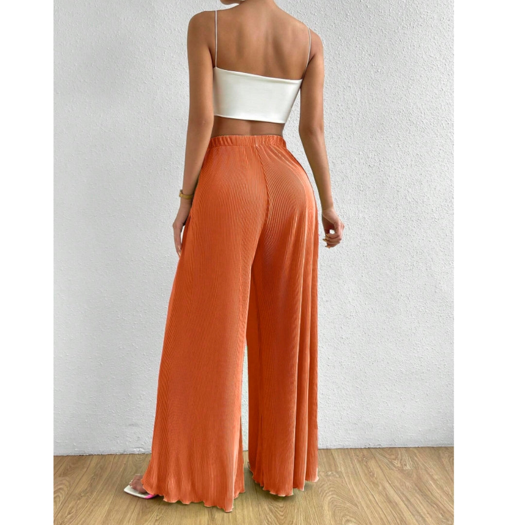 SHEIN - Solid Knot Front Wide Leg Pants