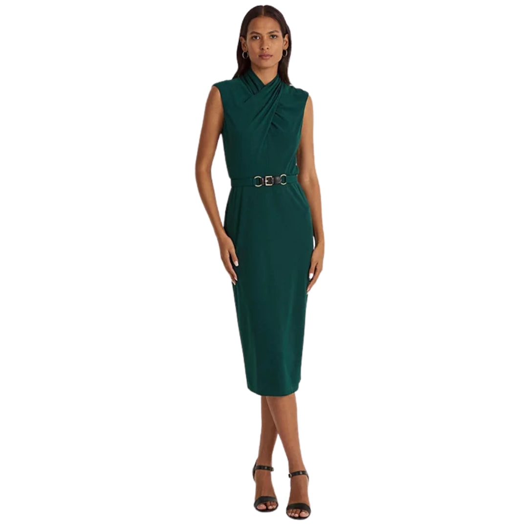 RALPH LAUREN - Belted Jersey Mockneck Dress