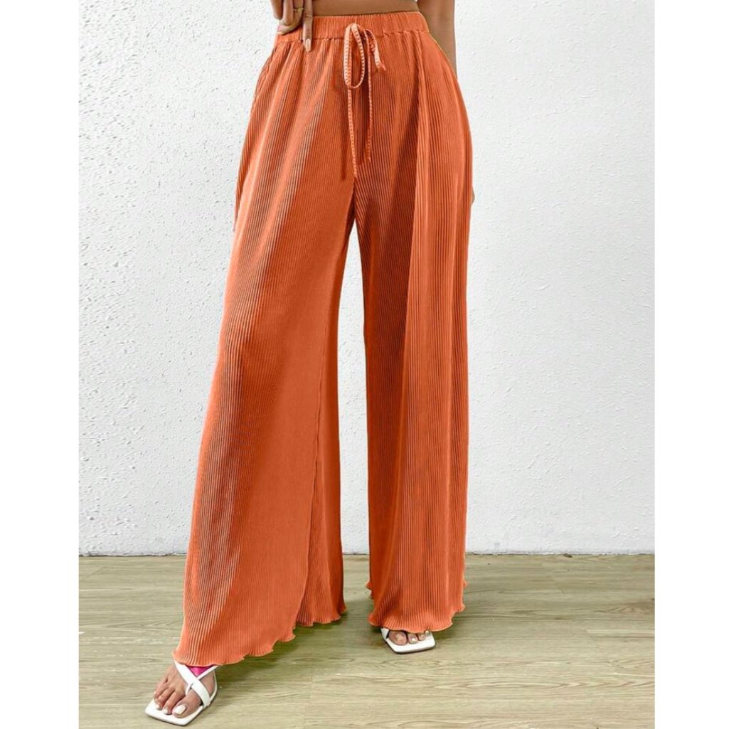 SHEIN - Solid Knot Front Wide Leg Pants