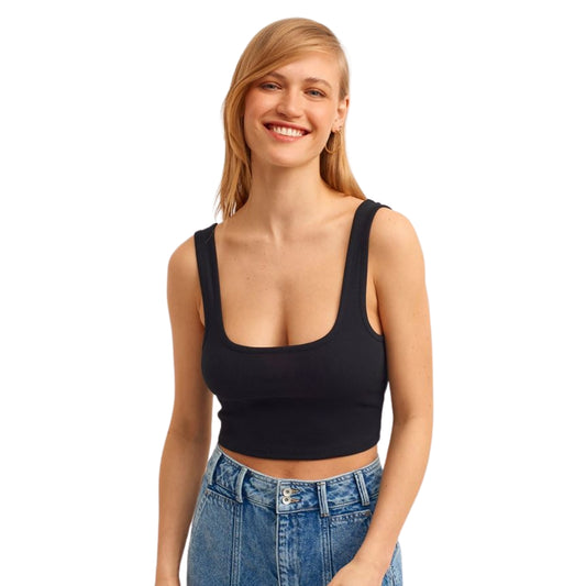 OXXO - Ribbed Textured Sleeveless Cropped Top