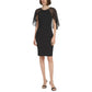 CALVIN KLEIN - Jewel-Neck Chiffon-Sleeve Sheath Dress