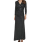 DKNY -  Side Ruched Glazed Jersey V-Neck Dress