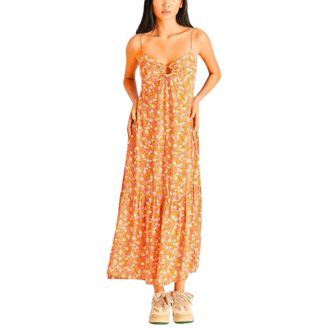 STEVE MADDEN - Bright Colored Shayne Floral-Print Crepe Empire-Waist Midi Dress