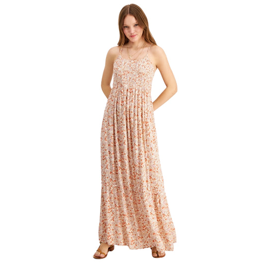 HIPPIE ROSE - Smocked Tiered Floral Maxi Dress